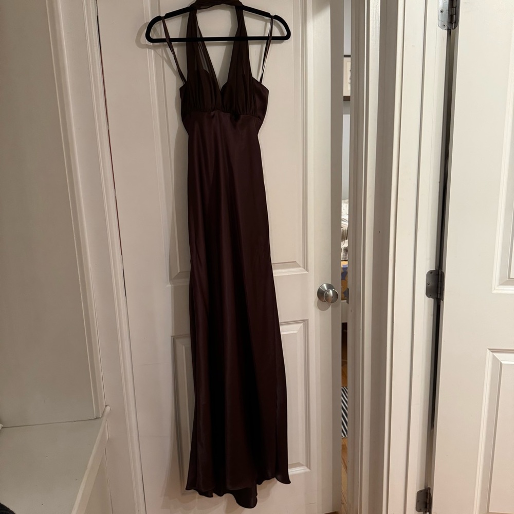 Cache Chocolate Backless Halter Dress